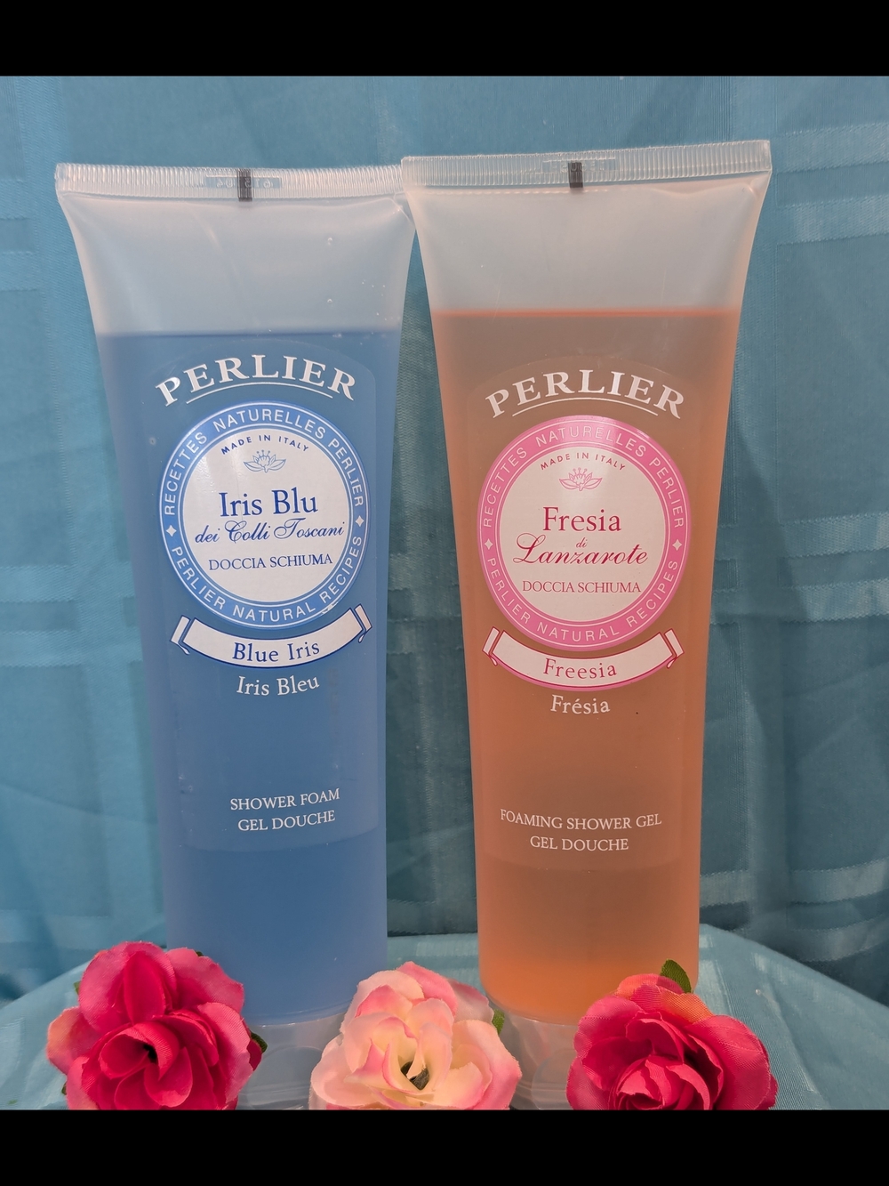 🆕 PERLIER "Iris Blu" And "Fresia" set of Foaming Shower Gels Made In Italy